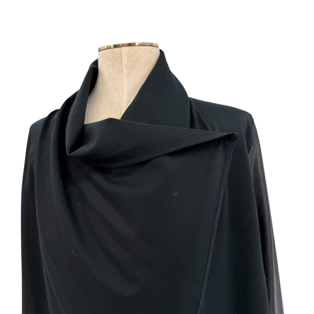 Spanx Black Drape Front Jacket Open Cardigan Stretch Ponte Womens Medium - Picture 6 of 14